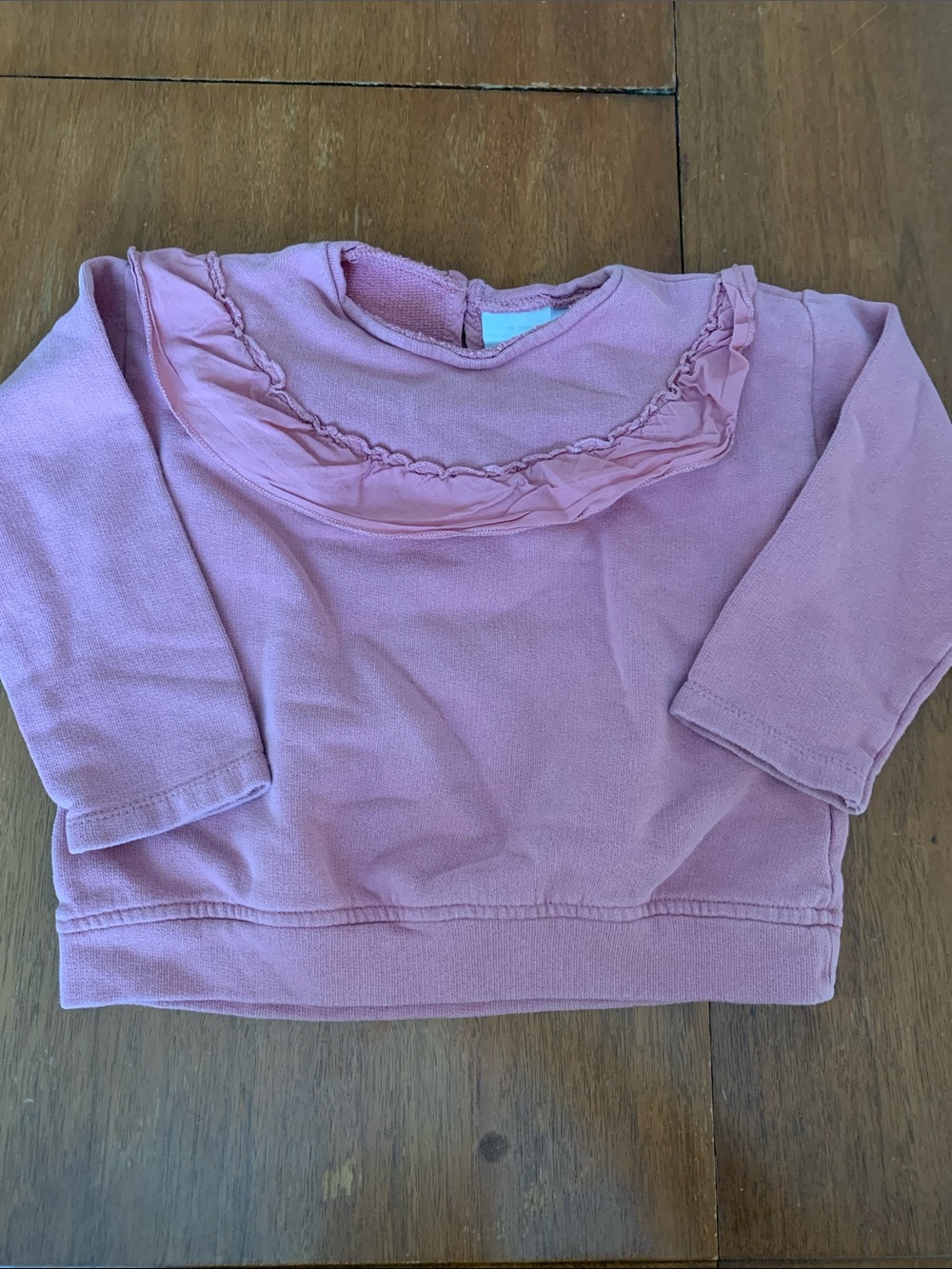 🫐3/$30 Zara Pink Ruffle-Trim Kids Sweatshirt size 18-24m
